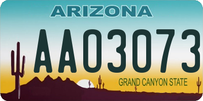 AZ license plate AAO3073