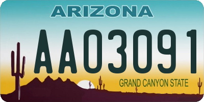 AZ license plate AAO3091