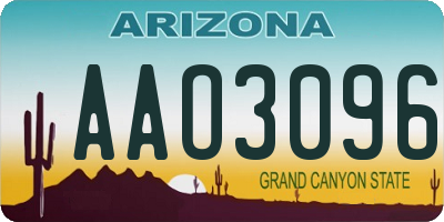 AZ license plate AAO3096