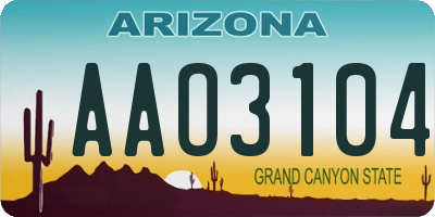 AZ license plate AAO3104