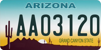 AZ license plate AAO3120