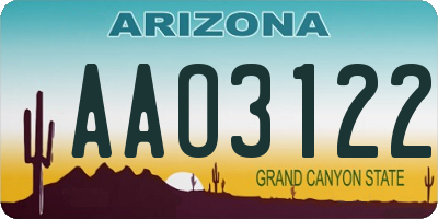 AZ license plate AAO3122