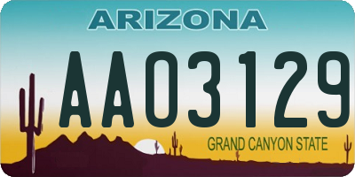 AZ license plate AAO3129