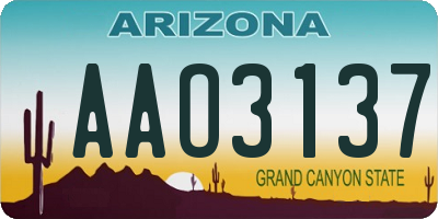 AZ license plate AAO3137