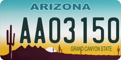 AZ license plate AAO3150