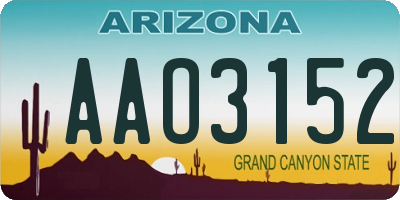 AZ license plate AAO3152
