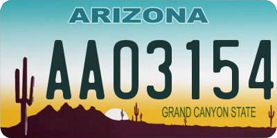 AZ license plate AAO3154