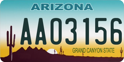AZ license plate AAO3156