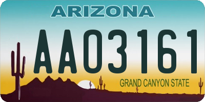 AZ license plate AAO3161