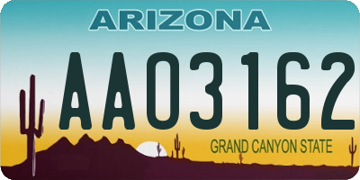 AZ license plate AAO3162