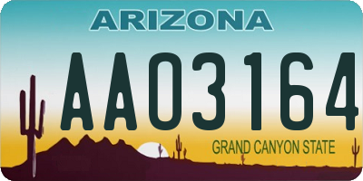 AZ license plate AAO3164