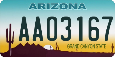 AZ license plate AAO3167