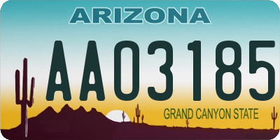 AZ license plate AAO3185