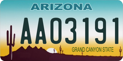 AZ license plate AAO3191