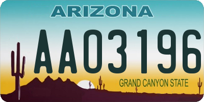 AZ license plate AAO3196