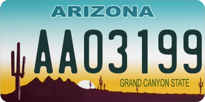 AZ license plate AAO3199