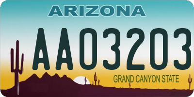AZ license plate AAO3203