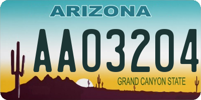 AZ license plate AAO3204