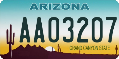 AZ license plate AAO3207