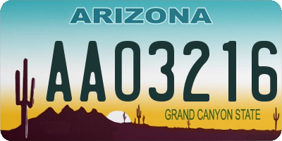 AZ license plate AAO3216