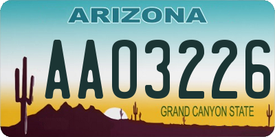 AZ license plate AAO3226