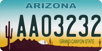 AZ license plate AAO3232