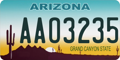 AZ license plate AAO3235