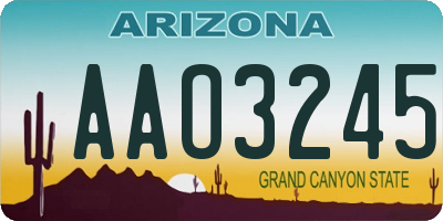 AZ license plate AAO3245