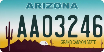 AZ license plate AAO3246