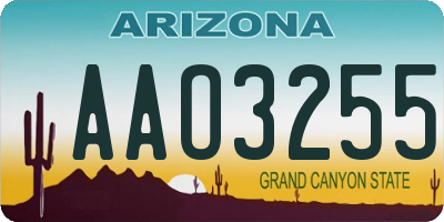AZ license plate AAO3255