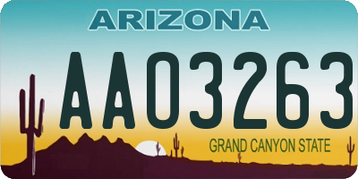 AZ license plate AAO3263