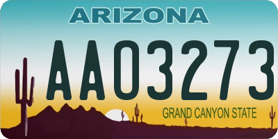 AZ license plate AAO3273