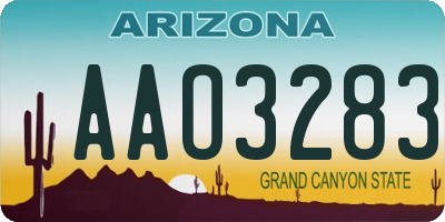 AZ license plate AAO3283