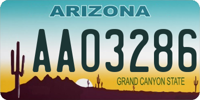 AZ license plate AAO3286