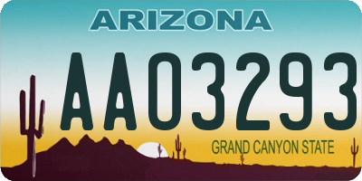 AZ license plate AAO3293