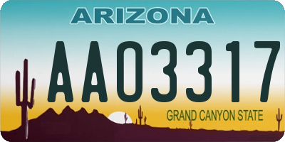 AZ license plate AAO3317