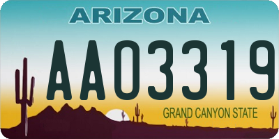 AZ license plate AAO3319