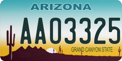 AZ license plate AAO3325