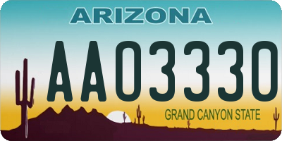 AZ license plate AAO3330