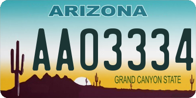 AZ license plate AAO3334