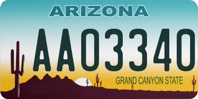 AZ license plate AAO3340