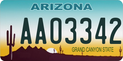 AZ license plate AAO3342