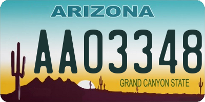 AZ license plate AAO3348