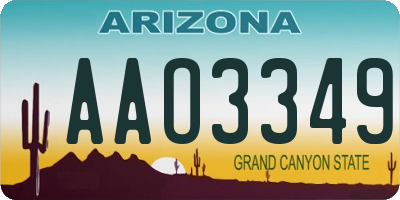 AZ license plate AAO3349