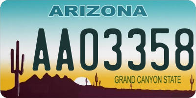 AZ license plate AAO3358
