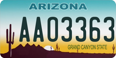 AZ license plate AAO3363