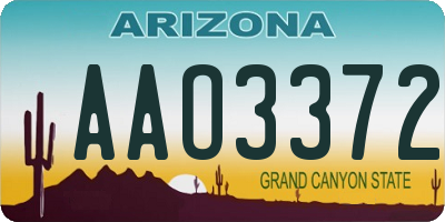 AZ license plate AAO3372