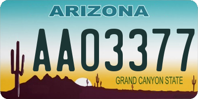 AZ license plate AAO3377