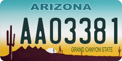 AZ license plate AAO3381