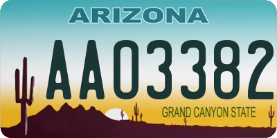 AZ license plate AAO3382